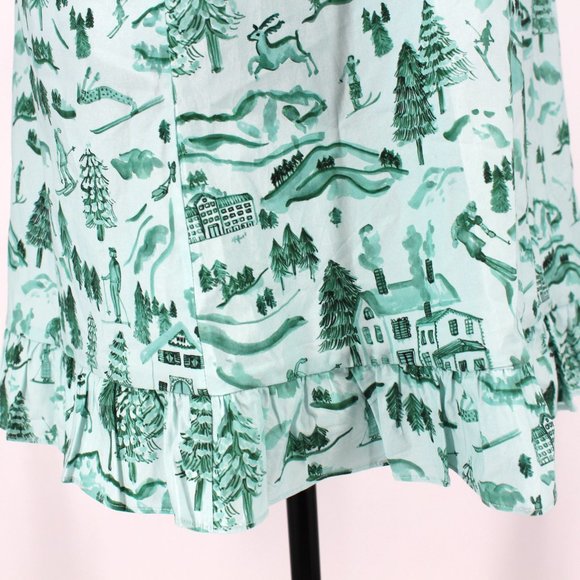 Hill House Home Katherine Nap Dress Ski Chalet Mini Ruffle Trim Green Medium NEW - Picture 4 of 8